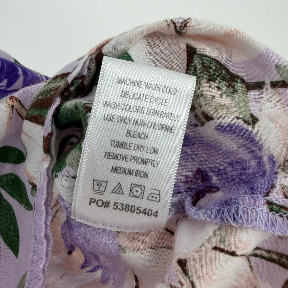 Roaman's Tunic Blouse Womens 22W Lavender Floral Pintuck Cotton Boho Botanical - Picture 6 of 7